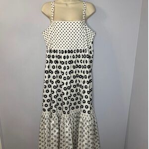Tory Burch Mod Dot Patchwork Midi Dress Casual Wardrobe Effortless Women's 12